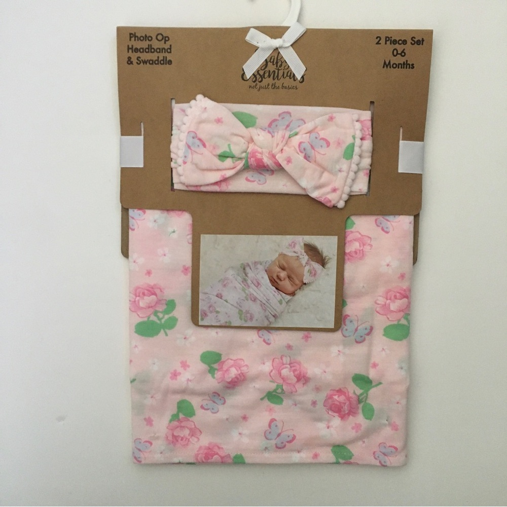 NEW Baby Blanket and Headband Set Pink Floral 0-3M Baby Gift | Baby Essentials